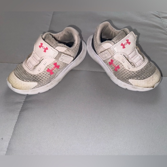 Under Armour Kids' Pink and Gray Sneakers Size 8 - Picture 5 of 6